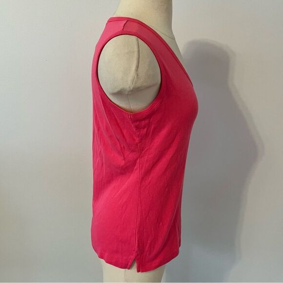 Lilla P Pink Cotton V Neck Tank Top Size Large - Picture 5 of 7